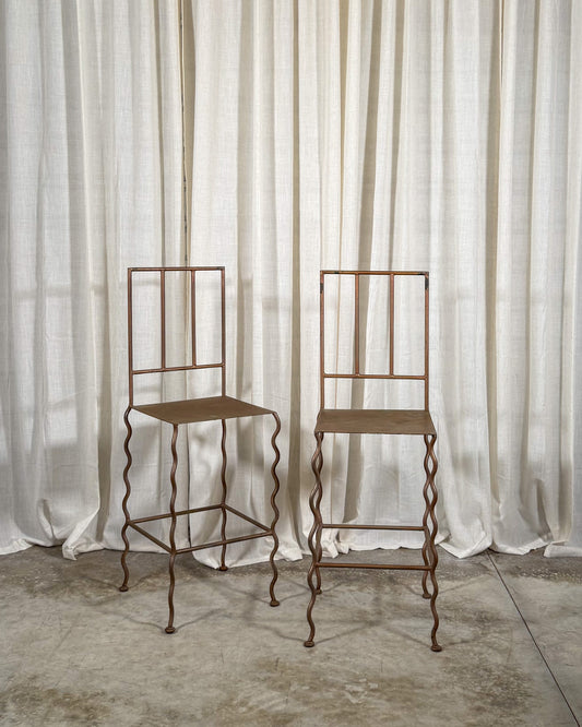 Wavy Leg Metal Stools (Set of 2)
