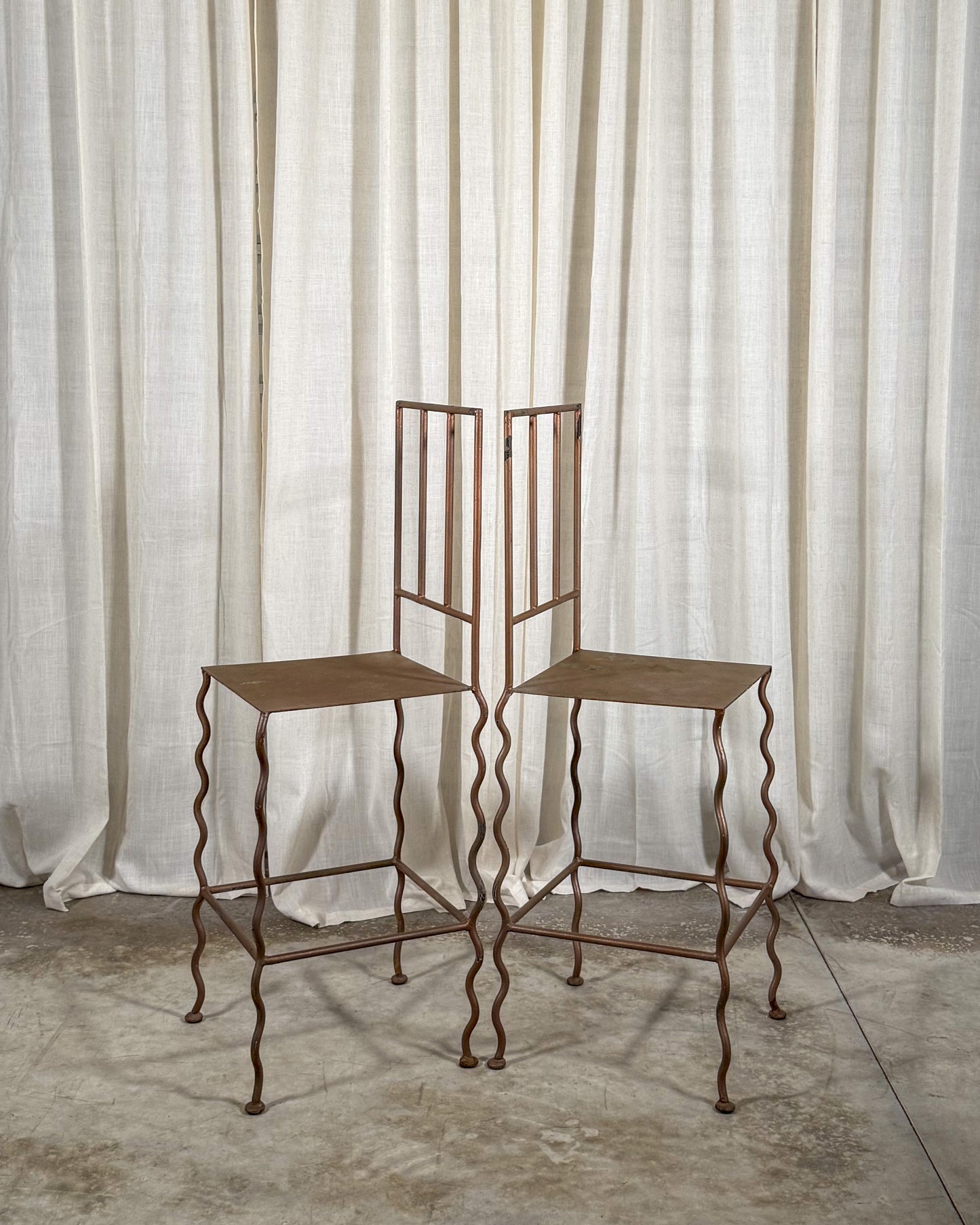 Wavy Leg Metal Stools (Set of 2)