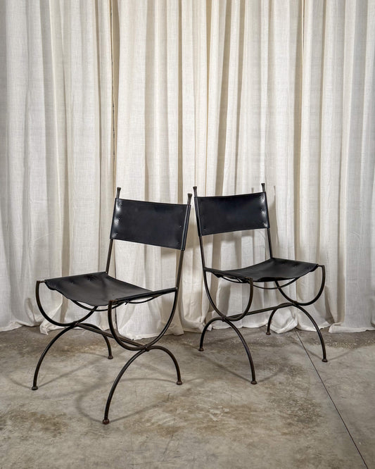 Charleston Forge Wrought Iron & Leather Chairs (Set of 4)