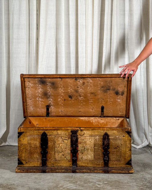 Hand-Painted Folk Art Trunk