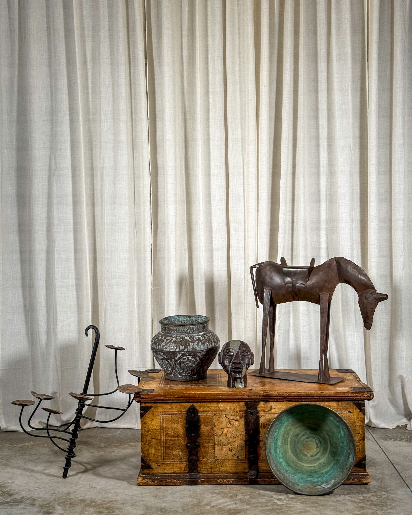 Hand-Painted Folk Art Trunk