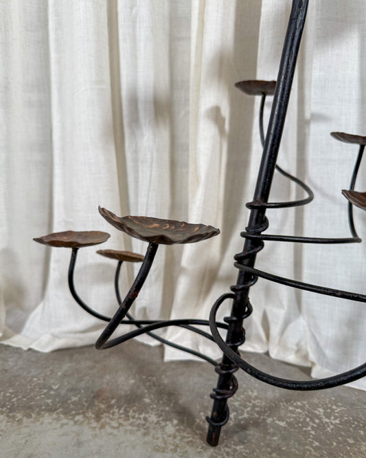 Hand-Forged Hanging Wrought Iron Candelabra