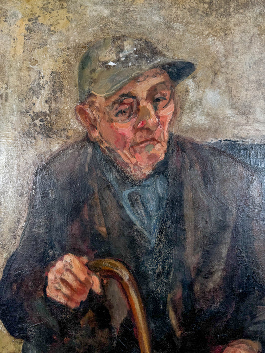 Portrait Painting of Seated Elderly Man by H. Lorence