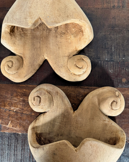 Pair of Folk Wooden Wall Pockets