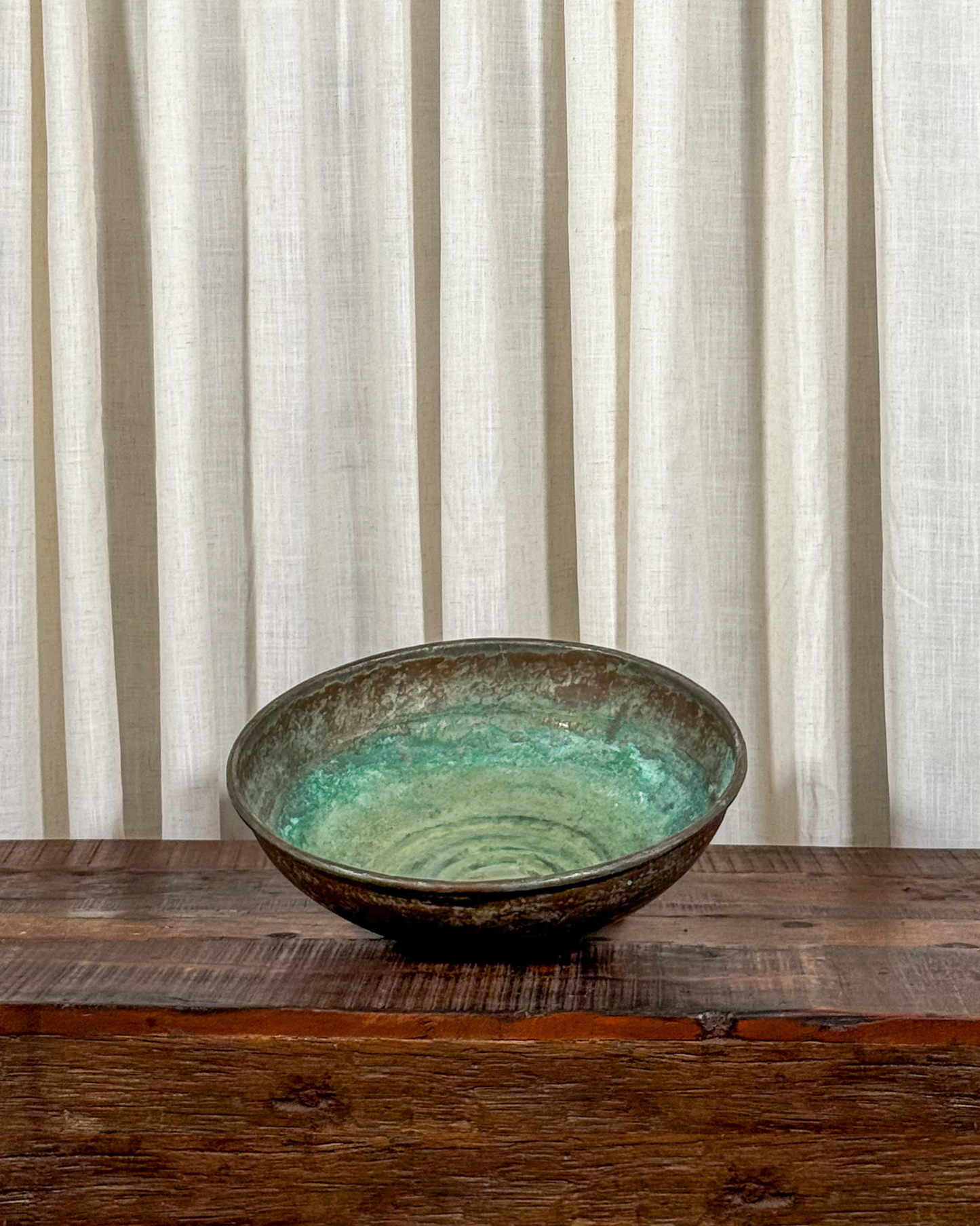 Hammered Metal Bowl with Patina