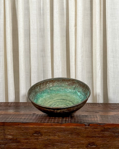Hammered Metal Bowl with Patina