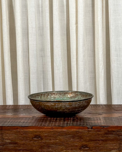 Hammered Metal Bowl with Patina