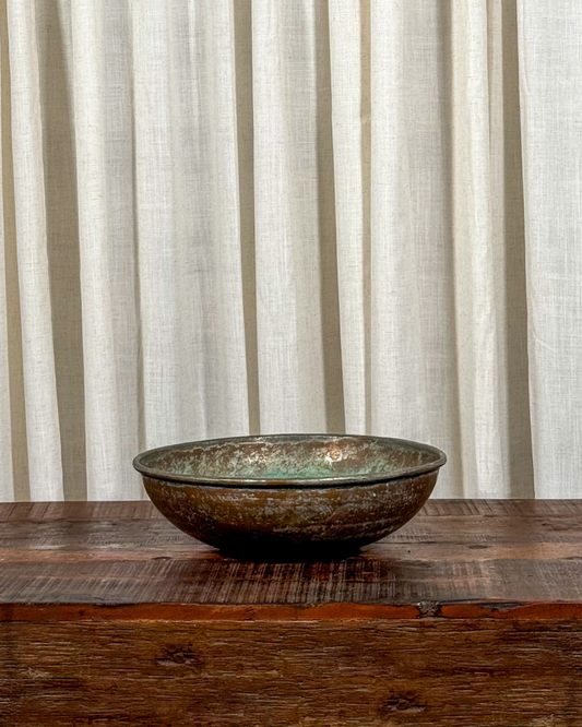 Hammered Metal Bowl with Patina