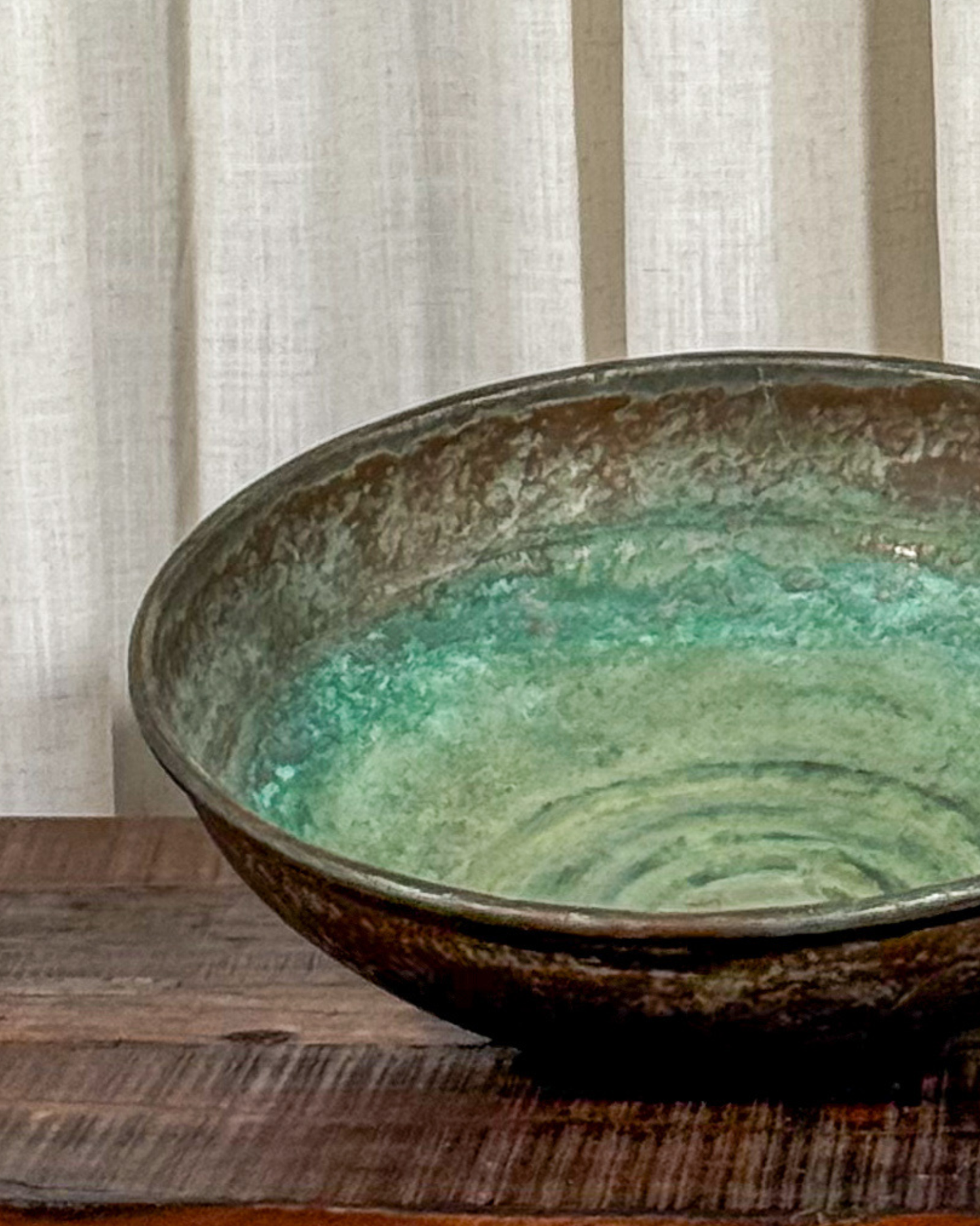 Hammered Metal Bowl with Patina