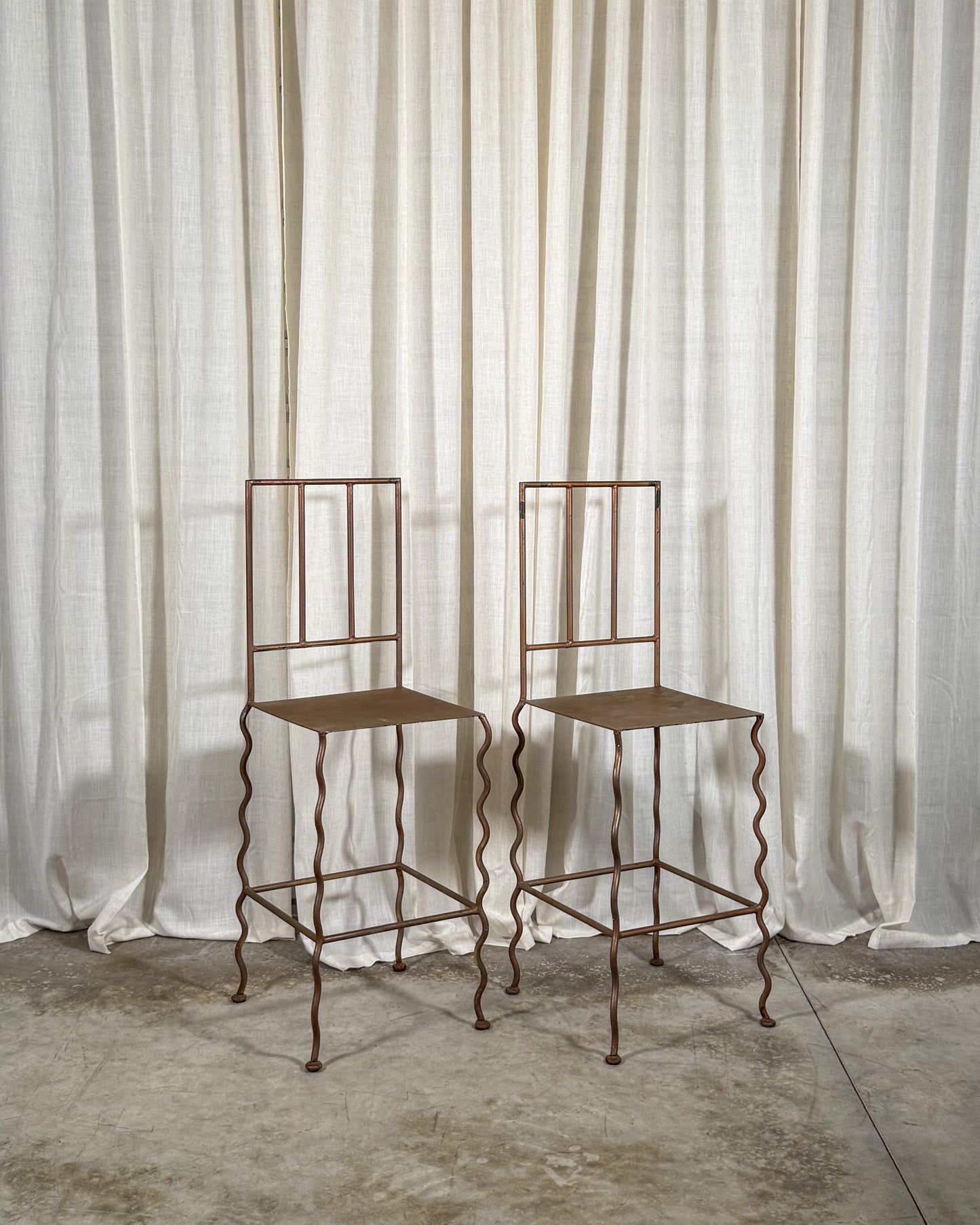 Wavy Leg Metal Stools (Set of 2)