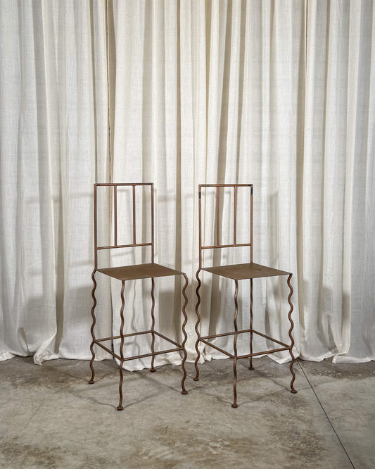 Wavy Leg Metal Stools (Set of 2)