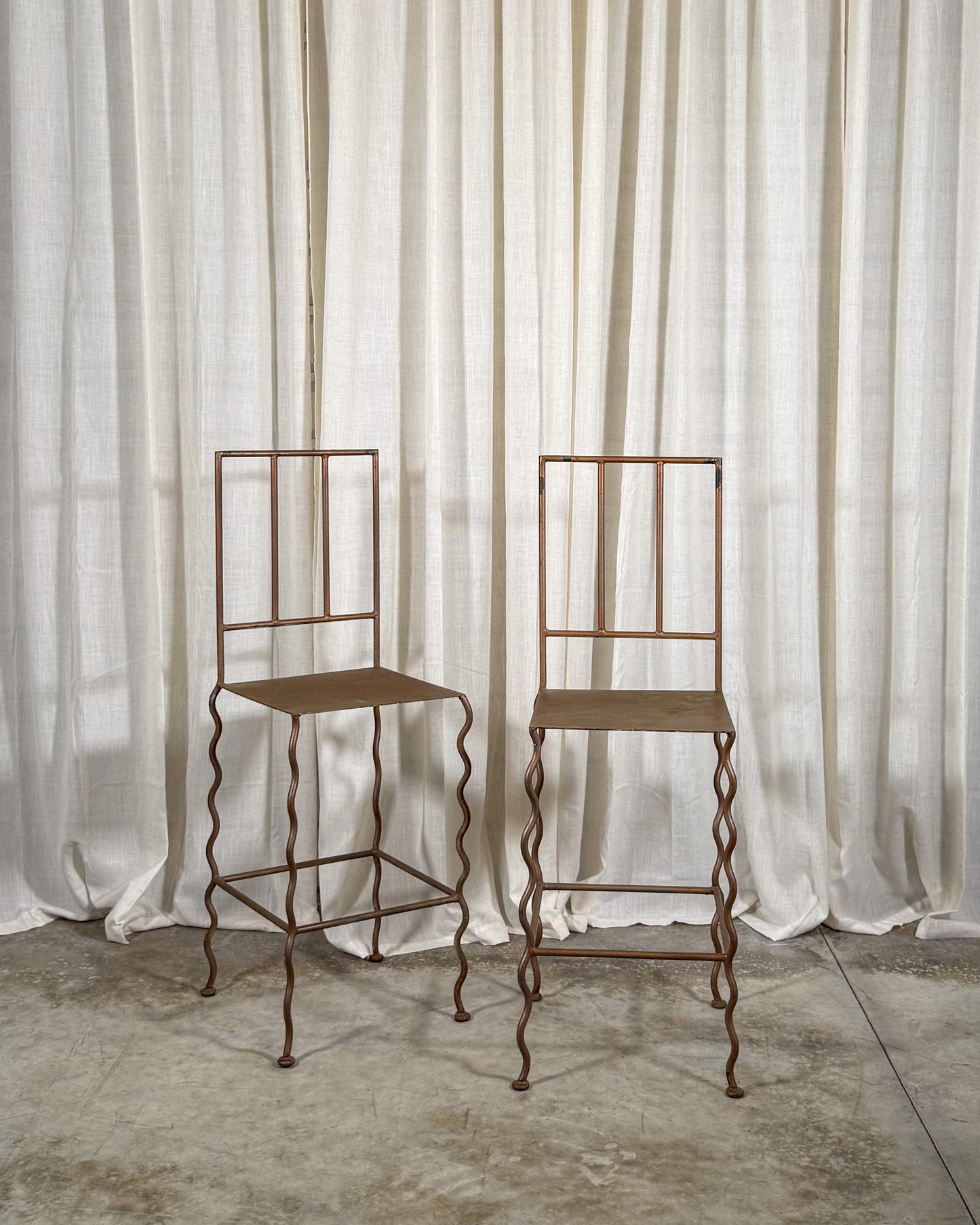 Wavy Leg Metal Stools (Set of 2)