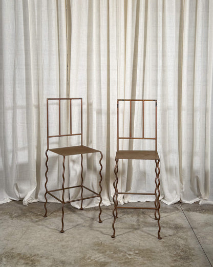 Wavy Leg Metal Stools (Set of 2)