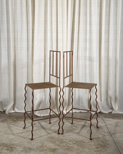 Wavy Leg Metal Stools (Set of 2)