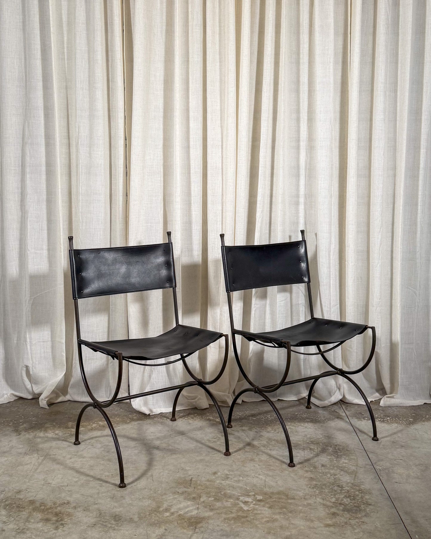 Charleston Forge Wrought Iron & Leather Chairs (Set of 4)