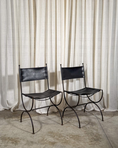 Charleston Forge Wrought Iron & Leather Chairs (Set of 4)