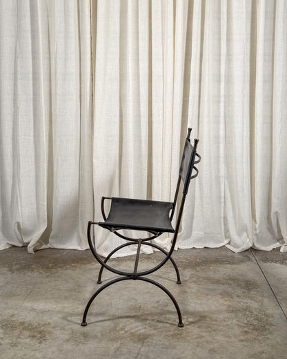 Charleston Forge Wrought Iron & Leather Chairs (Set of 4)