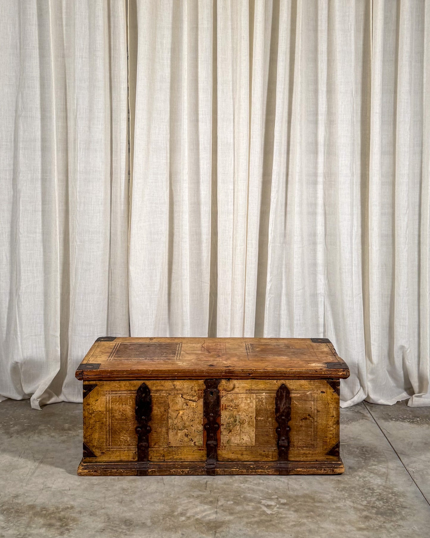 Hand-Painted Folk Art Trunk