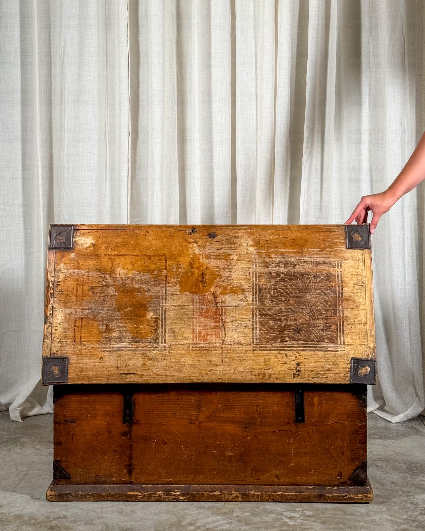 Hand-Painted Folk Art Trunk