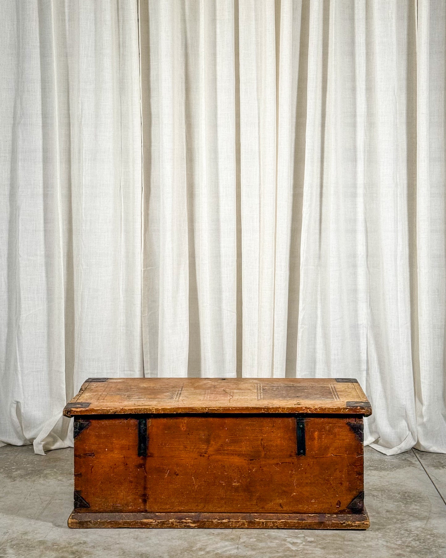 Hand-Painted Folk Art Trunk