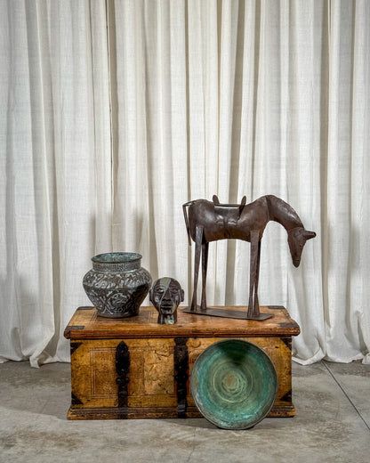 Hammered Metal Bowl with Patina