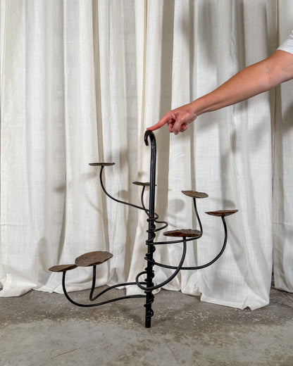 Hand-Forged Hanging Wrought Iron Candelabra