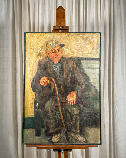 Portrait Painting of Seated Elderly Man by H. Lorence