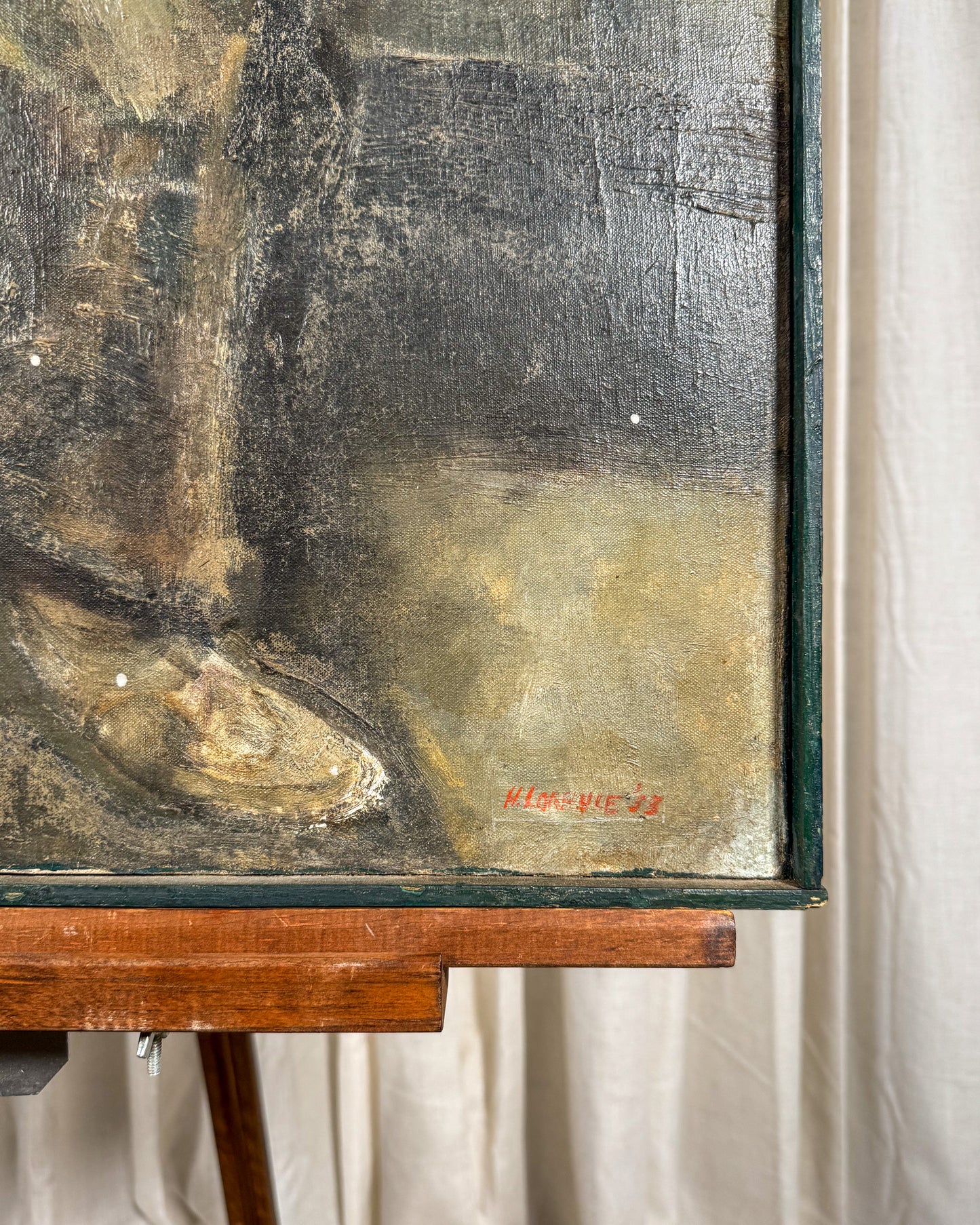 Portrait Painting of Seated Elderly Man by H. Lorence