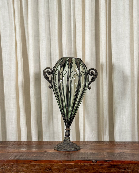 Large Murano Caged Glass Urn Vase