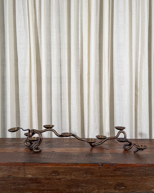 Brutalist Wrought Iron Tabletop Candelabra