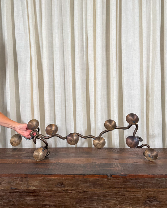 Brutalist Wrought Iron Tabletop Candelabra